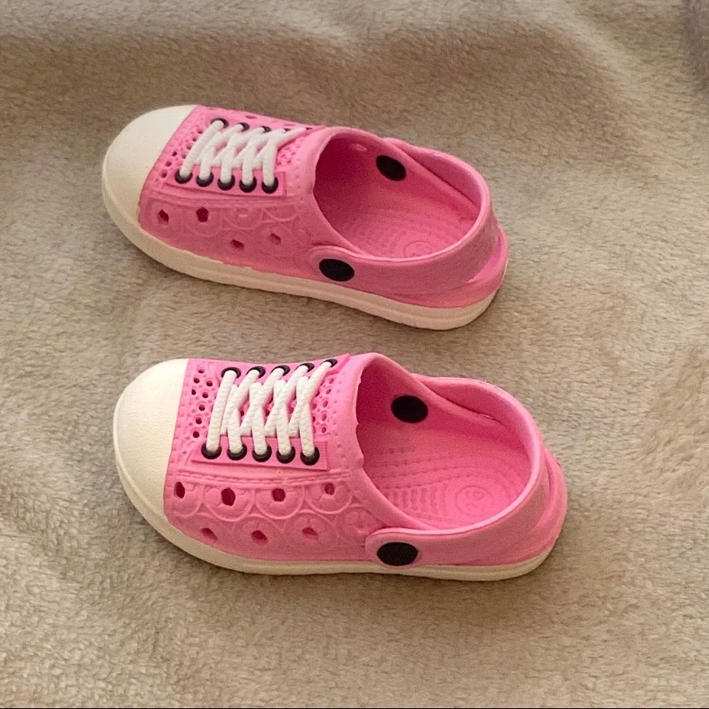 Pink White Plastic Slip-On Shoes Inf Girl 26 (9.5)
